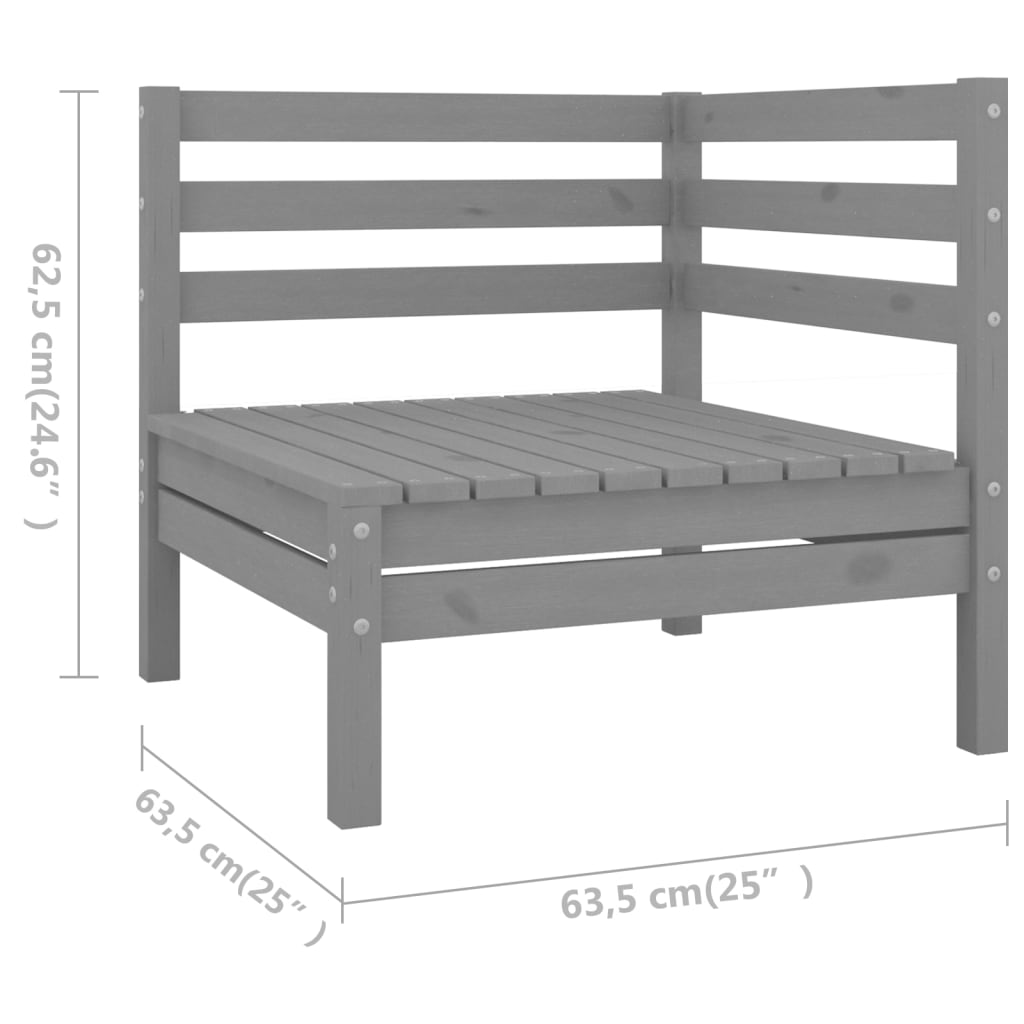 4 Piece Garden Lounge Set Solid Pinewood Grey