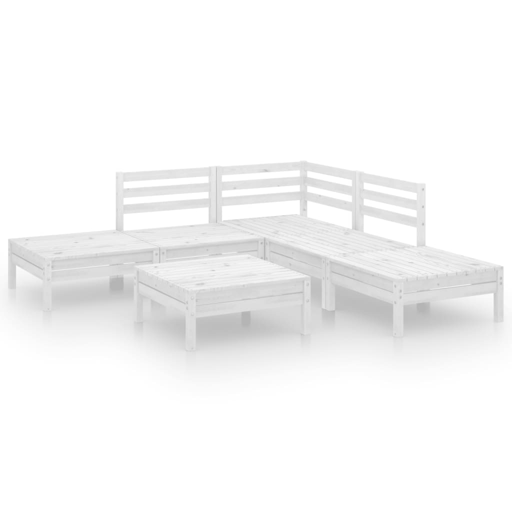 6 Piece Garden Lounge Set Solid Pinewood White