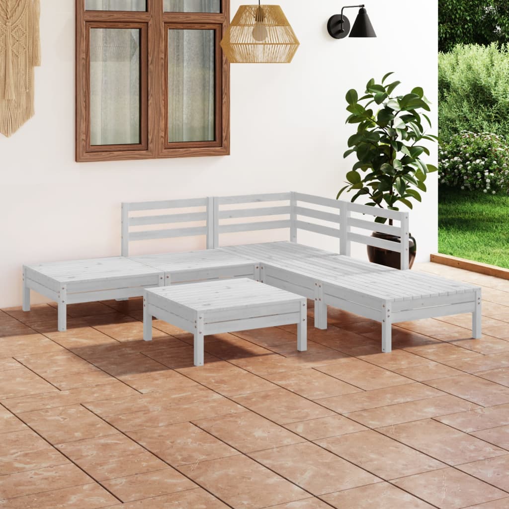 6 Piece Garden Lounge Set Solid Pinewood White