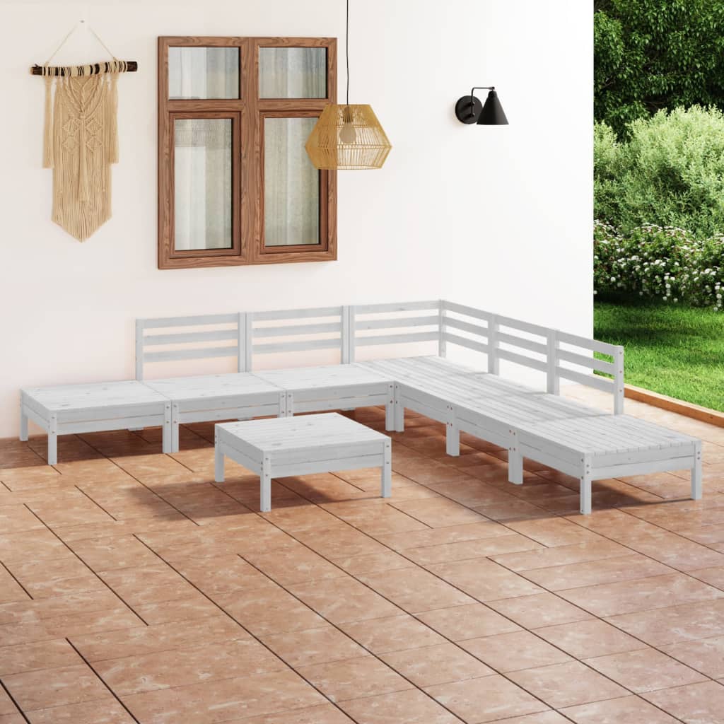 8 Piece Garden Lounge Set Solid Pinewood White