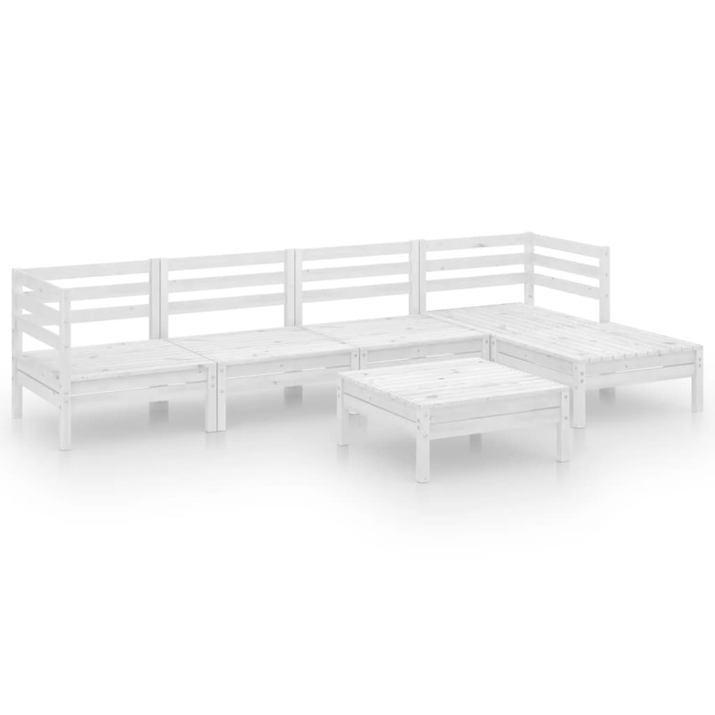 6 Piece Garden Lounge Set Solid Pinewood White