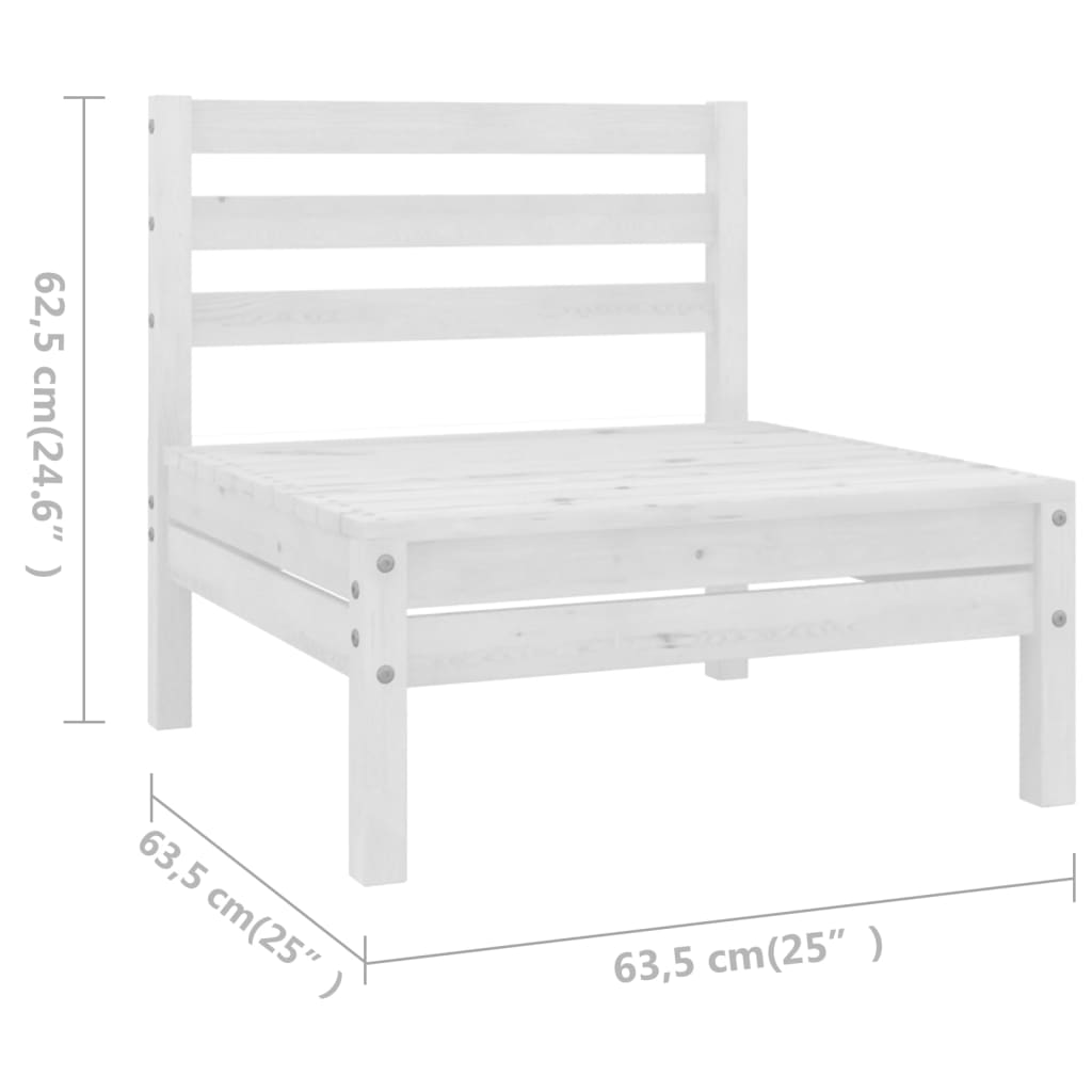 6 Piece Garden Lounge Set Solid Pinewood White