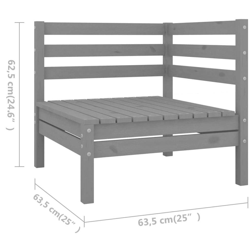 7 Piece Garden Lounge Set Solid Pinewood Grey