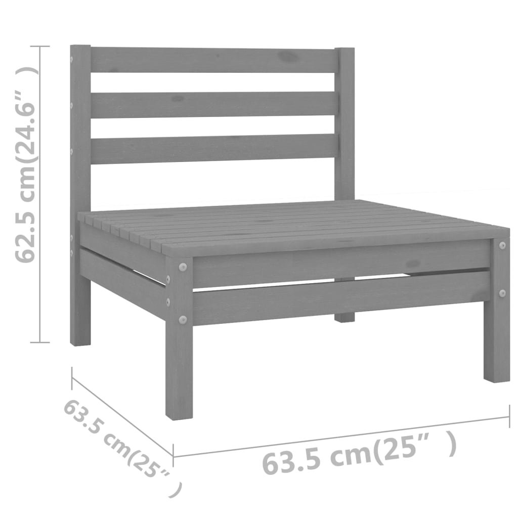 10 Piece Garden Lounge Set Solid Wood Pine Grey