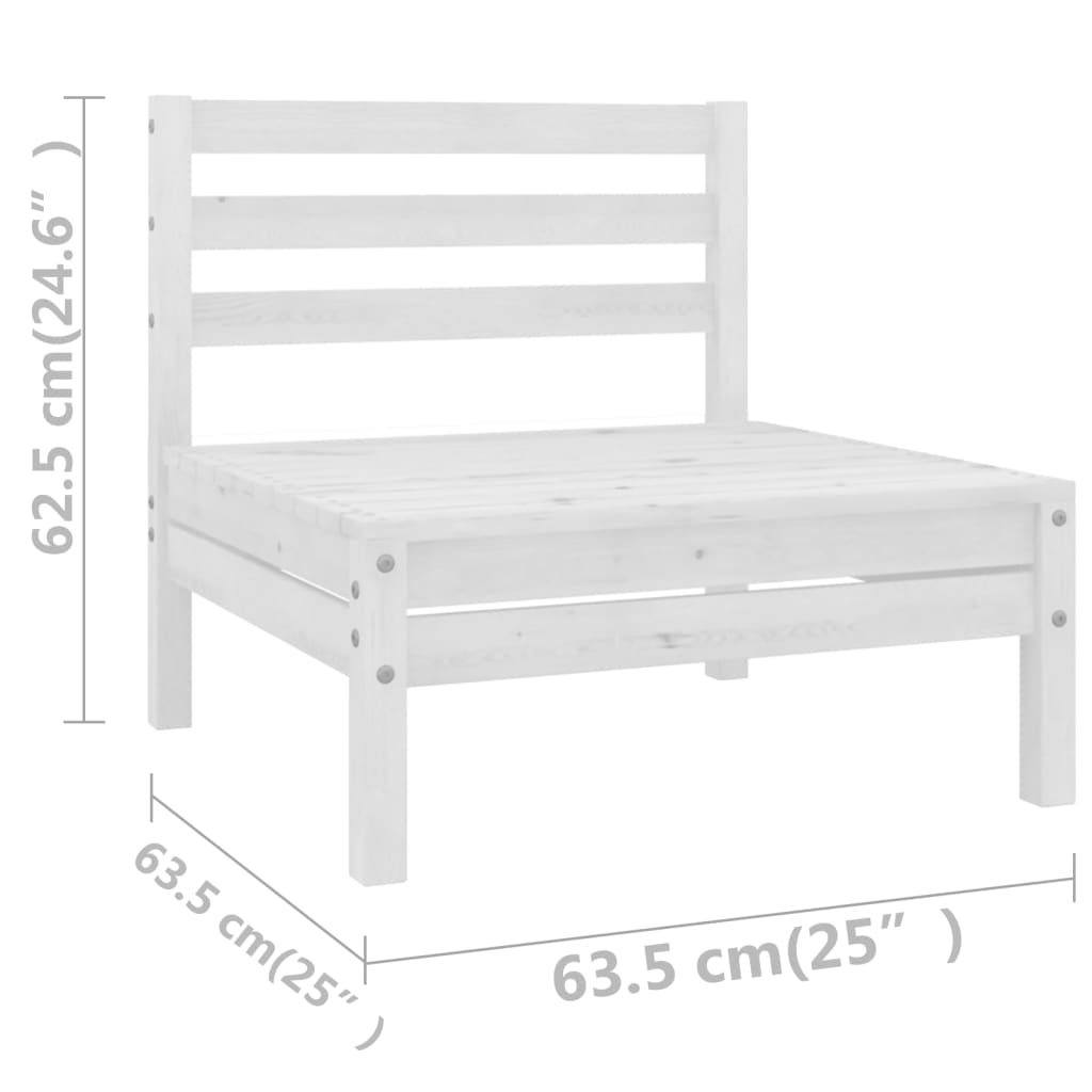 6 Piece Garden Lounge Set White Solid Wood Pine