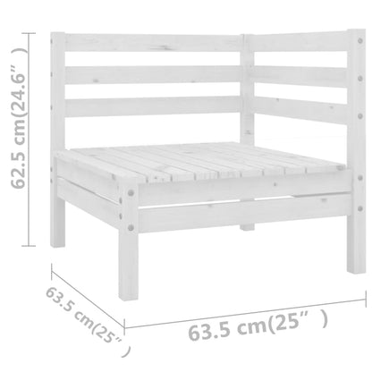 6 Piece Garden Lounge Set White Solid Wood Pine