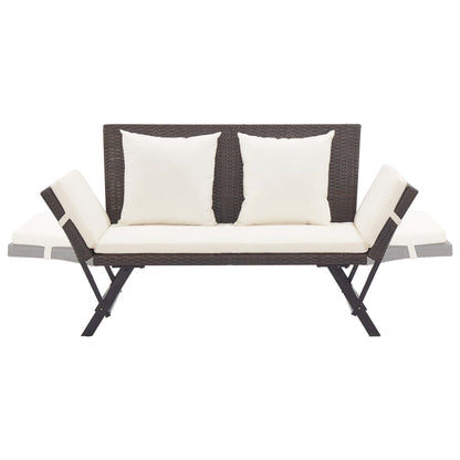 Garden Bench with Cushions Brown 176 cm Poly Rattan