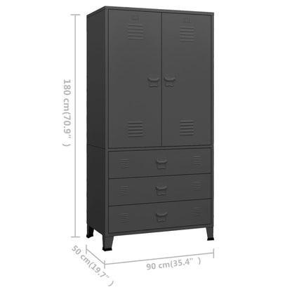 Industrial Wardrobe Anthracite 90x50x180 cm Metal