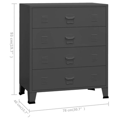 Industrial Drawer Cabinet Anthracite 78x40x93 cm Metal