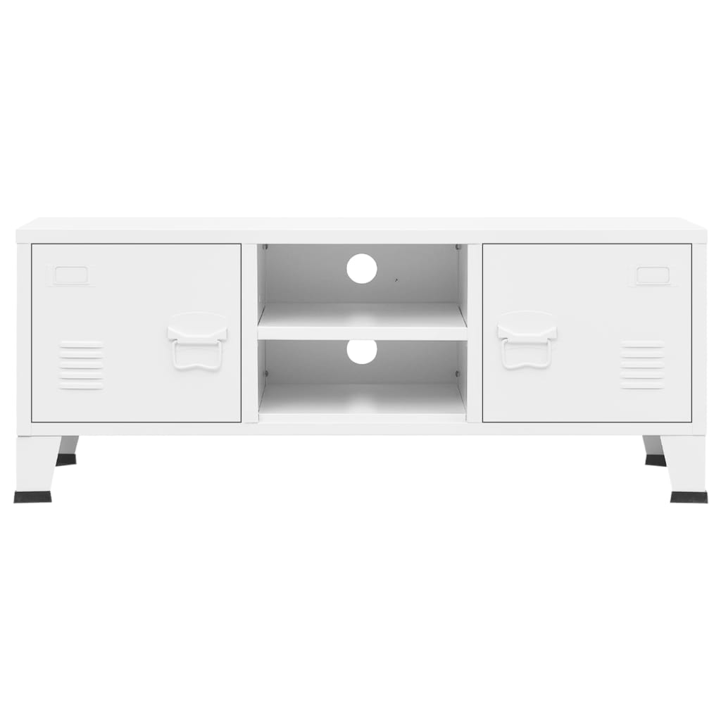 Industrial TV Cabinet White 105x35x42 cm Metal