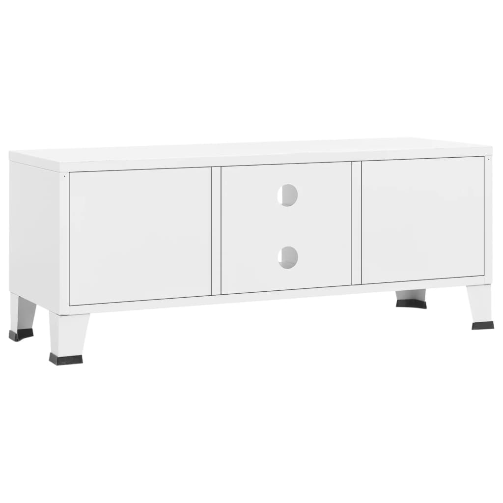 Industrial TV Cabinet White 105x35x42 cm Metal