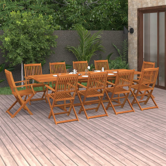 11 Piece Garden Dining Set 280x90x75 cm Solid Wood Acacia