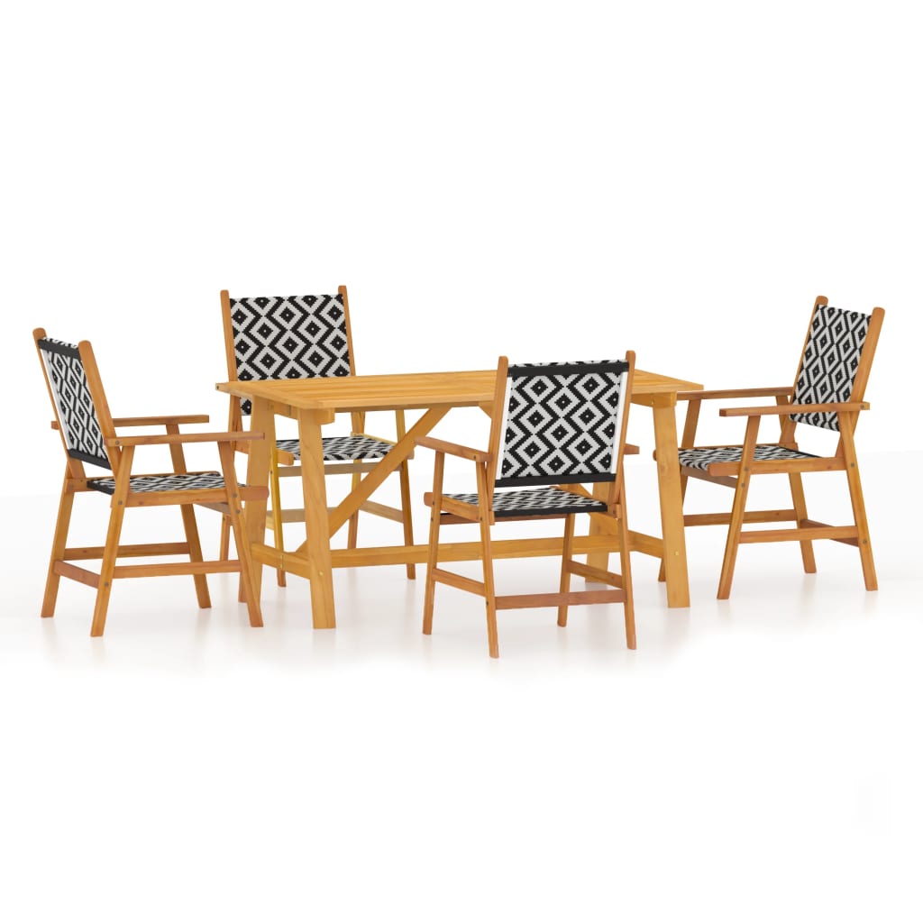 5 Piece Garden Dining Set Solid Acacia Wood