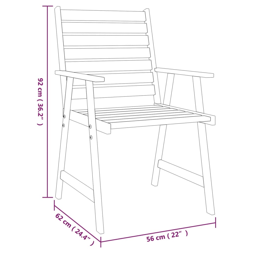 3 Piece Garden Dining Set Solid Wood Acacia