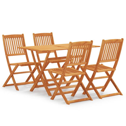 5 Piece Folding Outdoor Dining Set Solid Eucalyptus Wood