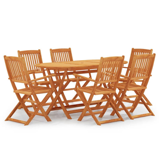 7 Piece Folding Outdoor Dining Set Solid Eucalyptus Wood