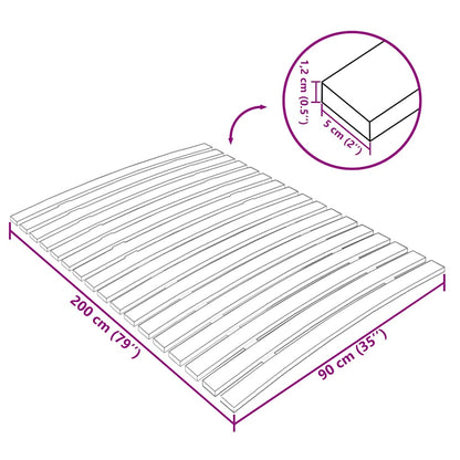 Bed Slats Replacement with 17 Slats 90x200 cm