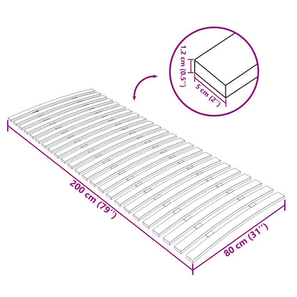 Bed Slats Replacement with 24 Slats 80x200 cm