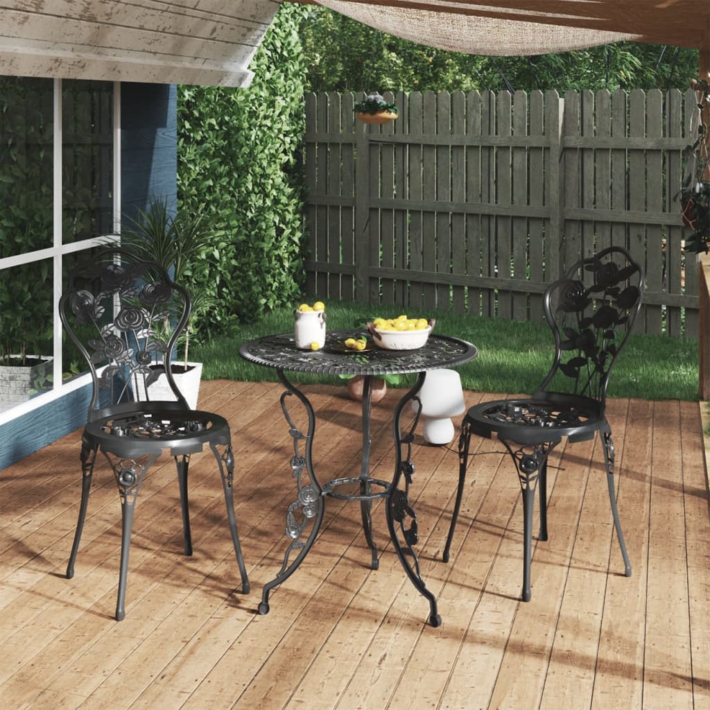 3 Piece Bistro Set Cast Aluminium Black