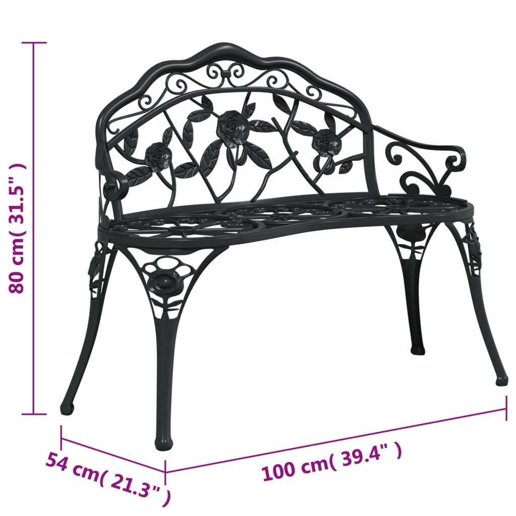 Garden Bench 100 cm Cast Aluminium Black