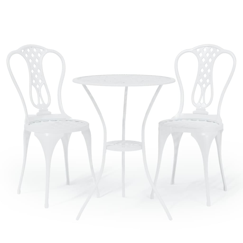 3 Piece Bistro Set Cast Aluminium White