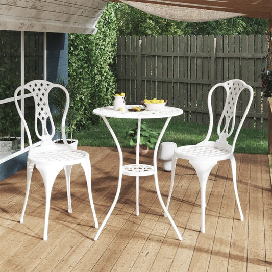 3 Piece Bistro Set Cast Aluminium White