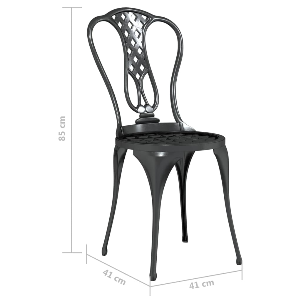 3 Piece Bistro Set Cast Aluminium Black