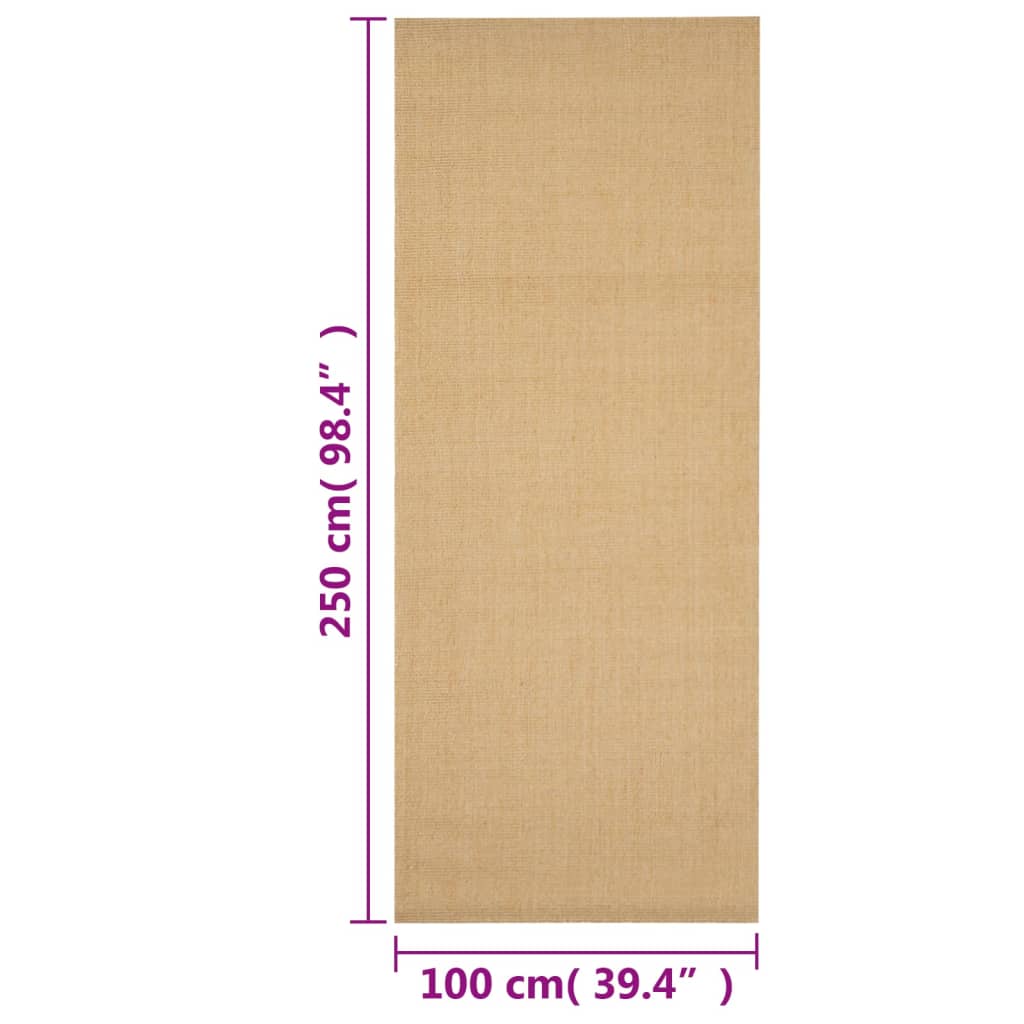 Rug Natural Sisal 100x250 cm