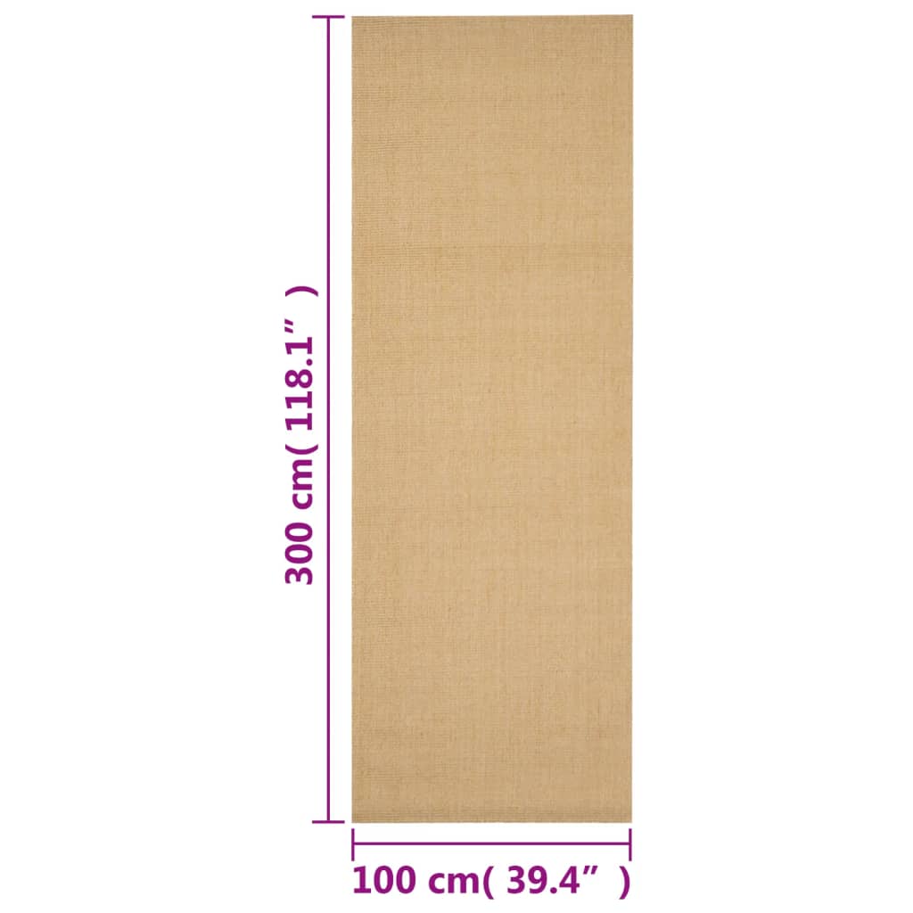 Rug Natural Sisal 100x300 cm