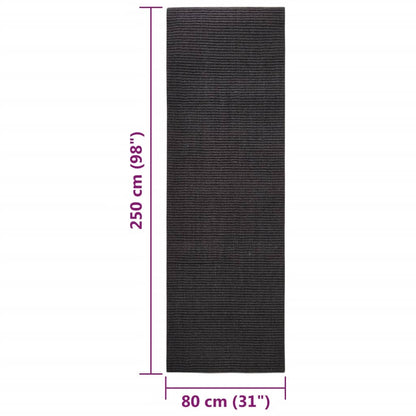 Rug Natural Sisal 80x250 cm Black