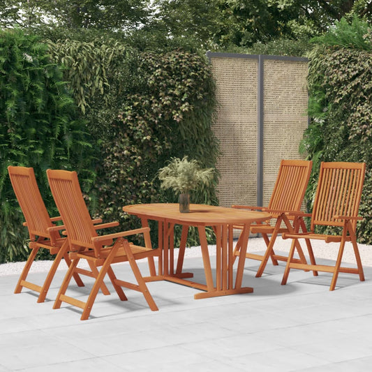 5 Piece Garden Dining Set Solid Wood Eucalyptus