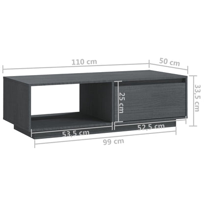Coffee Table Grey 110x50x33.5 cm Solid Pinewood