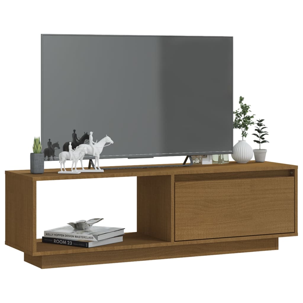 TV Cabinet Honey Brown 110x30x33.5 cm Solid Pinewood