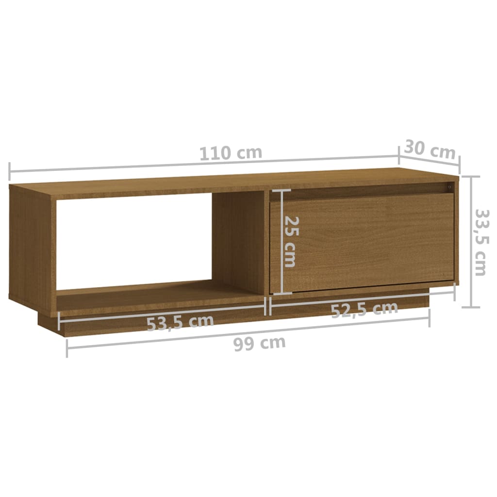 TV Cabinet Honey Brown 110x30x33.5 cm Solid Pinewood