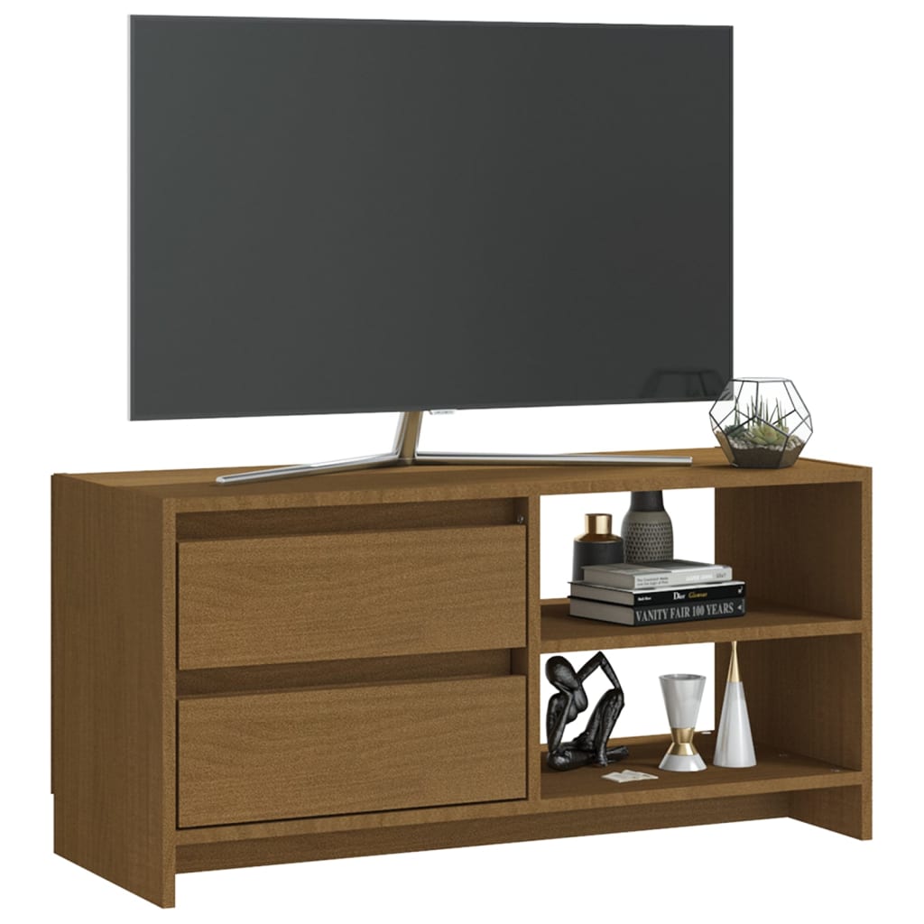 TV Cabinet Honey Brown 80x31x39 cm Solid Pinewood