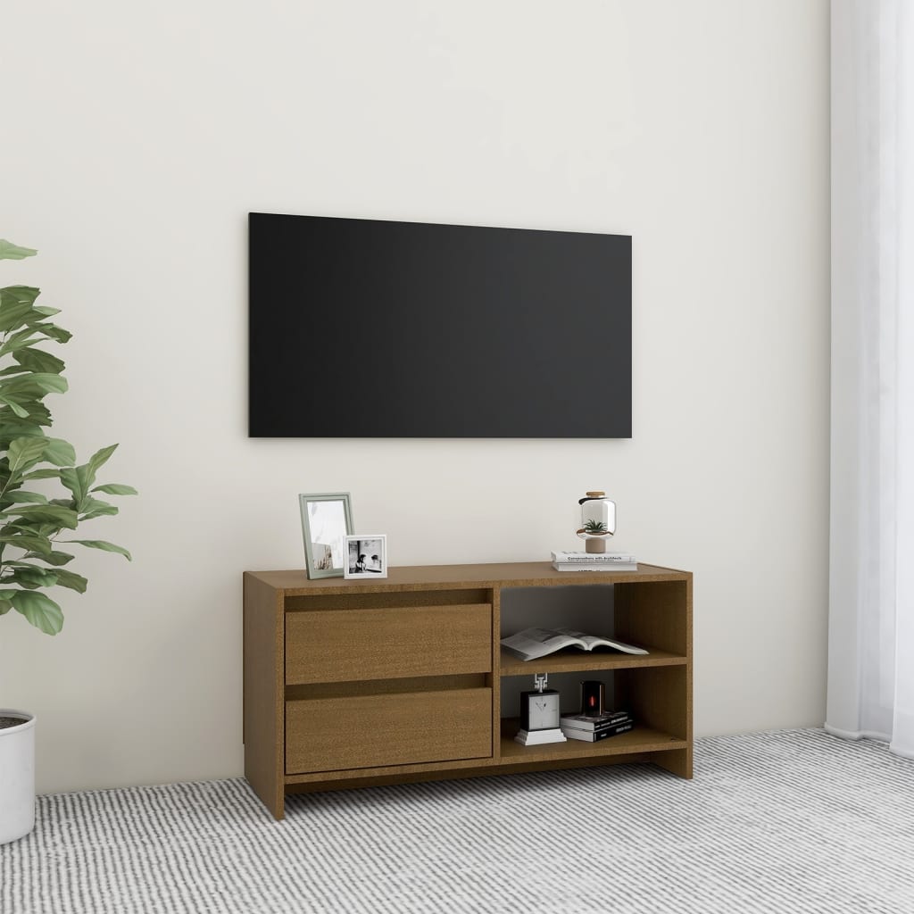 TV Cabinet Honey Brown 80x31x39 cm Solid Pinewood