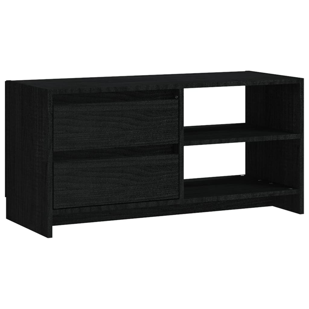 TV Cabinet Black 80x31x39 cm Solid Pinewood