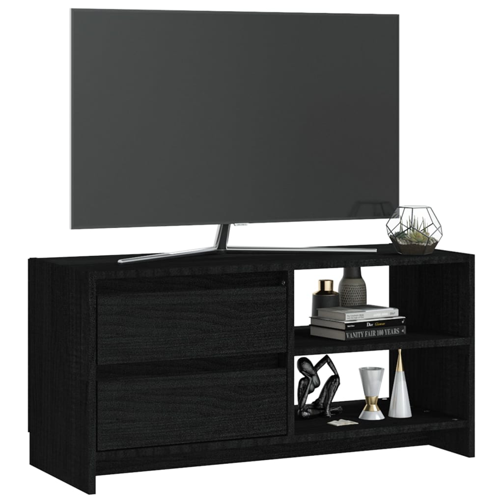 TV Cabinet Black 80x31x39 cm Solid Pinewood