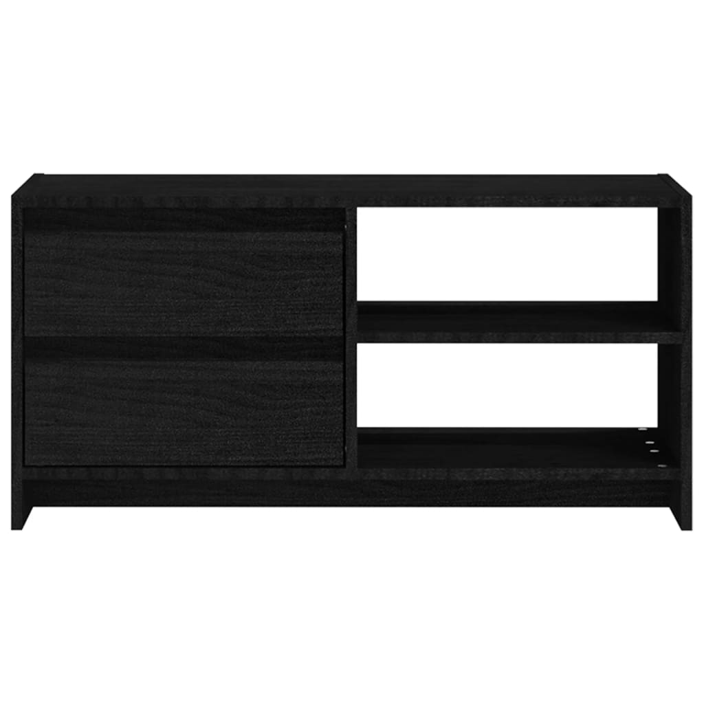 TV Cabinet Black 80x31x39 cm Solid Pinewood