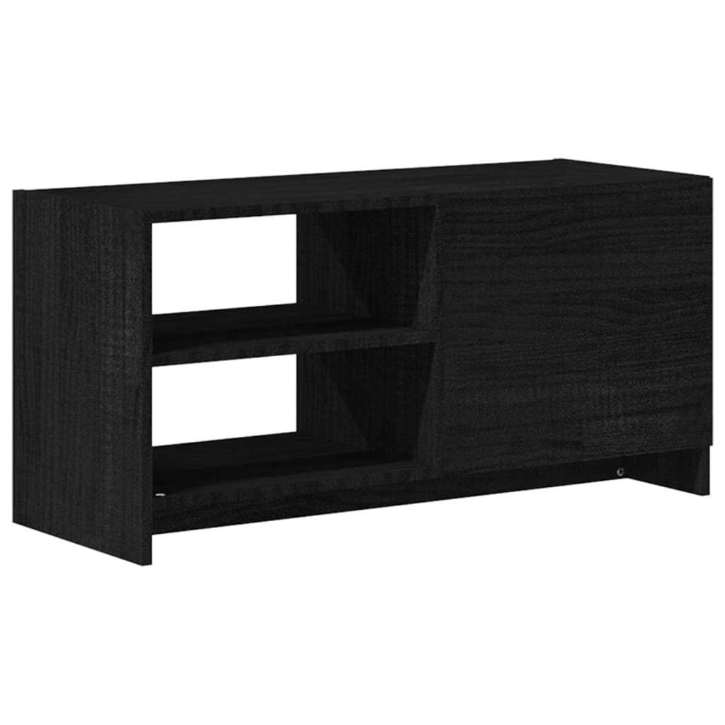 TV Cabinet Black 80x31x39 cm Solid Pinewood