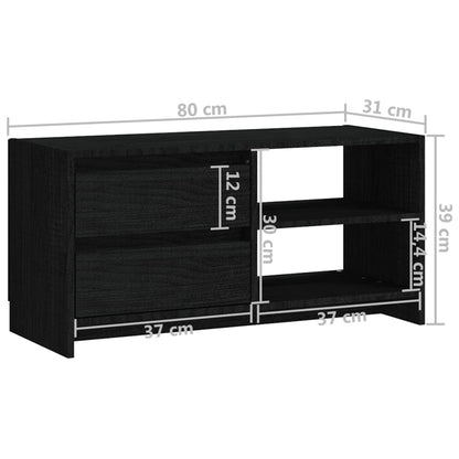 TV Cabinet Black 80x31x39 cm Solid Pinewood