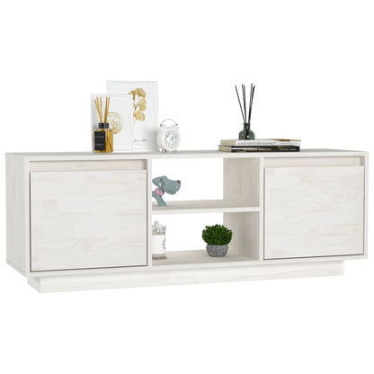 TV Cabinet White 110x30x40 cm Solid Pinewood