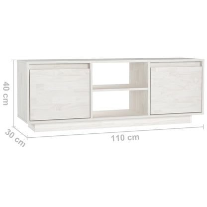 TV Cabinet White 110x30x40 cm Solid Pinewood