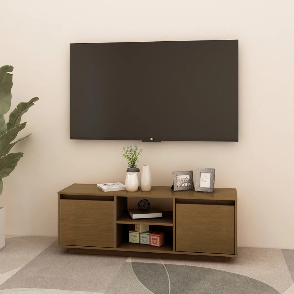 TV Cabinet Honey Brown 110x30x40 cm Solid Pinewood