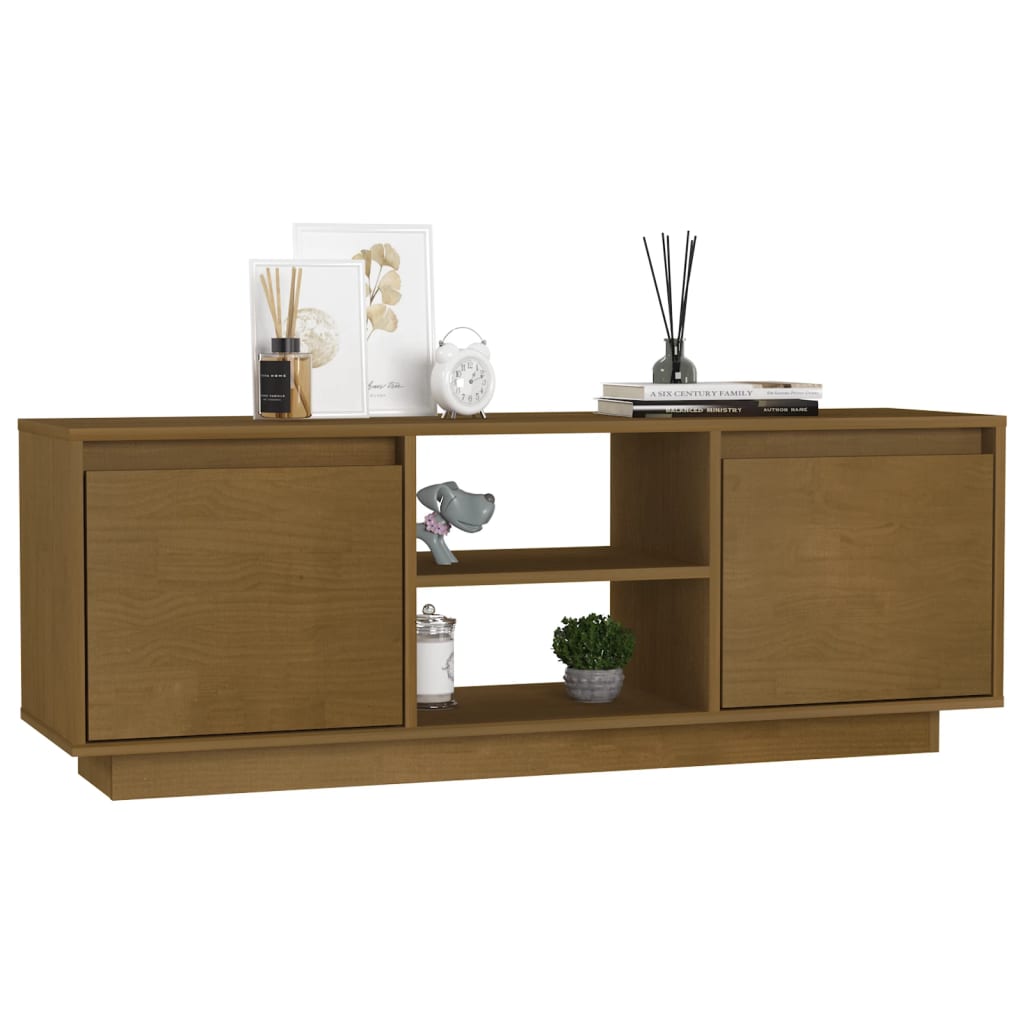 TV Cabinet Honey Brown 110x30x40 cm Solid Pinewood