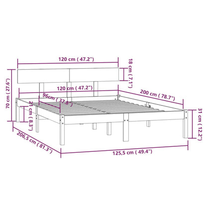 Bed Frame without Mattress Solid Wood 120x200 cm