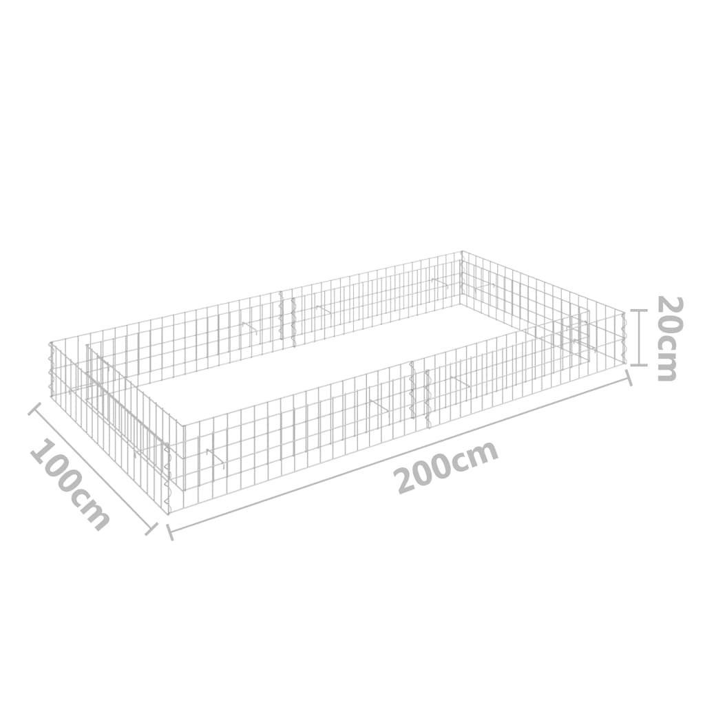 Gabion Raised Bed Galvanised Steel 200x100x20 cm