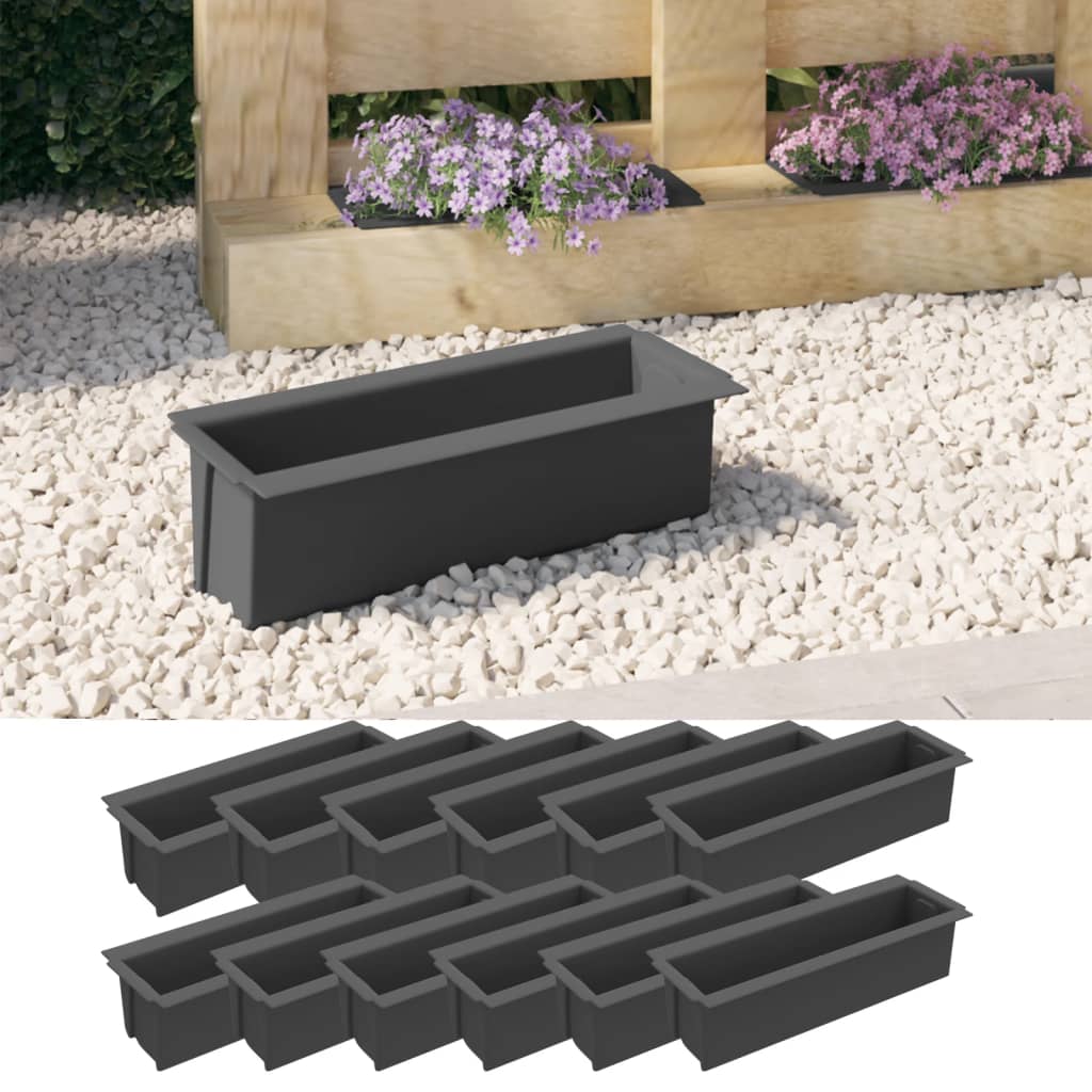 Flower Boxes for Euro Pallets 12 pcs Grey 36x13.5x9.5 cm PP