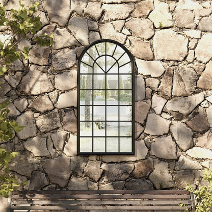 Garden Mirror Black 90x45 cm Iron for Outdoor Use