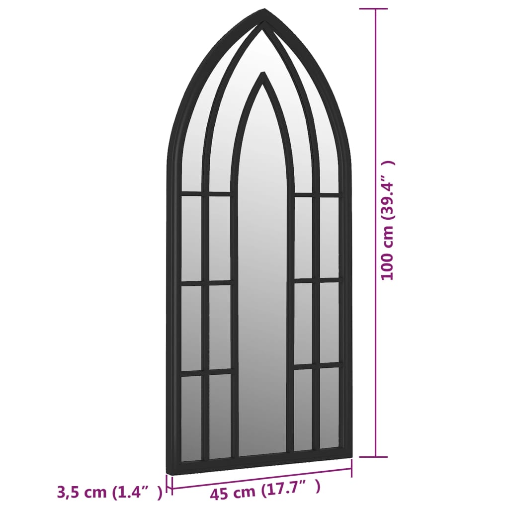 Garden Mirror Black 100x45 cm Iron for Outdoor Use